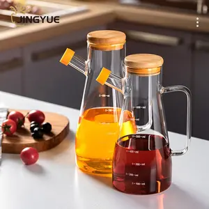 Modern Kitchen Oil Pot Vinegar Pot Jug Glass Bottle Oil Dispenser 650ml 900ml 1000ml Borosilicate Oil Glass Pot