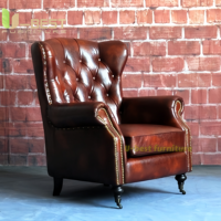 Fauteuil Chesterfield en cuir véritable de style américain pour bar à whisky, fauteuil individuel capitonné pour cigares, pour la maison, le bureau, l'hôtel et le café KTV