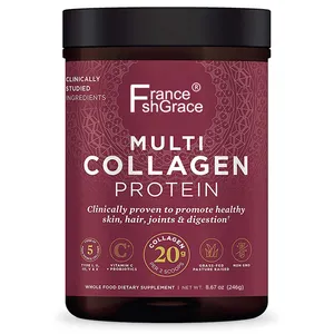 Protéine de collagène en poudre avec probiotiques, protéine de collagène Multi sans saveur avec vitamine C, Peptides de collagène hydrolysés, Supports S