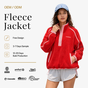 Veste en polaire Sherpa personnalisée pour <span class=keywords><strong>femme</strong></span>, pull à quart de zip, sweat-shirt Teddy oversize, <span class=keywords><strong>manteau</strong></span> décontracté chaud d'<span class=keywords><strong>hiver</strong></span> avec poches - Product Image 1