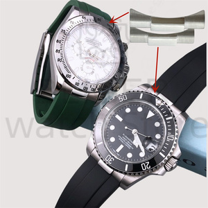 Bliger 20mm en acier inoxydable incurvé lien fin connexion sans couture <span class=keywords><strong>montre</strong></span> respirant <span class=keywords><strong>bracelet</strong></span> en <span class=keywords><strong>cuir</strong></span> en caoutchouc - Product Image 4