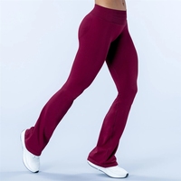 Celana Yoga Wanita Pinggang Elastis Tinggi Tanpa Jahitan, Celana Olahraga Lari Model Kaki Lebar Mewah, Celana Fitness Berkuda Model Bell-bottom, Bahan Washed