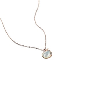 Collana con Ciondolo a Forma di Mela in Argento S925 Placcato Oro Rosa e Madreperla Bianca, Versione Coreana con Catena a Croce per Ragazze - Product Image 5