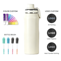Bouteille d'eau classique en acier inoxydable 304 avec logo personnalisé, sans BPA, à double paroi, isolée sous vide, pour la salle de sport, les voyages et les activités de plein air