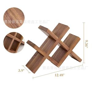 Solid Wood Diamond Wine Rack 4 Bottle Capacity Handmade For <b>Kitchen</b> Living Room Storage - Product Image 4