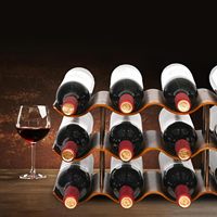 Support à bouteilles de vin autoportant personnalisé - Organisateur de rangement à vin en bois à 3 niveaux pour armoire, garde-manger, maison, cuisine, bar, casier à vin