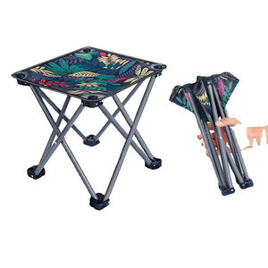 Tabouret pliant portable carré, chaise de jardin d'extérieur compacte et légère, banc de camping pliable avec motif imprimé tropical - Product Image 1