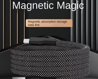 Kabel Organizer magnetik, 60W 100W nilon kepang USB tipe-c pengisian cepat magnet kabel 5A untuk Android iPhone perangkat komputer