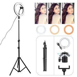 Kytuwy Led Selfie Stok Ring Licht Invullen 12 Inch Dimbare Camera Telefoon Lamp Met Stand Statief Ringlicht 12 Inch 12-Inch