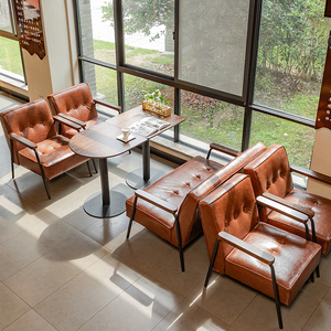 Muebles Antiguos para Bistro, Cafetería o Restaurante, Banqueta Tapizada con Asiento de Cuero - Product Image 6