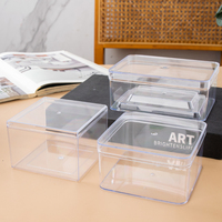 Boîte alimentaire carrée transparente en acrylique PS recyclable pour gâteaux, desserts et biscuits, avec couvercle et logo personnalisé – Vente en gros