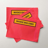 Pochettes autocollantes rouges pour factures, étanches en LDPE, pour bordereaux d'expédition et factures