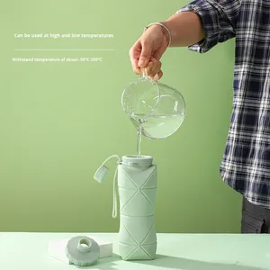 Taza de agua plegable de silicona telescópica portátil de 600ML, artículos para beber para deportes y viajes al aire libre, regalo deportivo - Product Image 2
