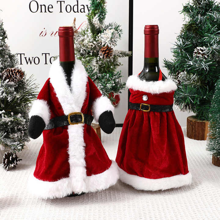 TC Fashion Creative Cartoon Red Skirt Wine Bottle Holder Home Table Ornaments Cloth Christmas Decorations Wine Bottle Cover