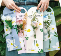 Tarjeta de flores tejida a mano personalizada, empaque para ramo de flores de un solo tallo, materiales semielaborados para tarjetas de felicitación con ramo de flores pequeñas