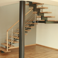 Fournisseur chinois de plans d'escaliers en acier, marches en bois, poutre simple avec poignée d'escalier en acier inoxydable