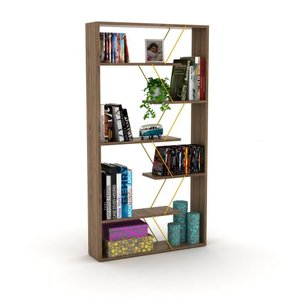 <b>Wood</b> <b>Bookshelf</b> With 5 Shelves Solid Structure Freestanding Vertical Rectangular Design With Back Storage Furniture - Product Image 1