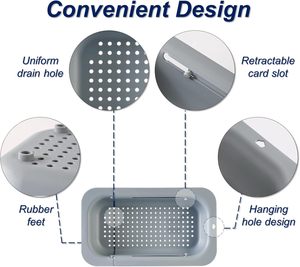 Colador Extensible para Fregadero, Cesta Coladora Ajustable Sobre el Fregadero, Cesta Escurridora Plegable - Product Image 6