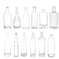 Bouteille en verre personnalisée en gros pour spiritueux, 100ml-1000ml, design plat, rond ou ovale, pour Whisky, Tequila, Vodka, Gin, Rhum