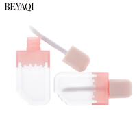 Tube à lèvres en plastique en forme de sucette rose miniature mignon, capacité de 4 ml, couleur personnalisée, emballage cosmétique de haute qualité