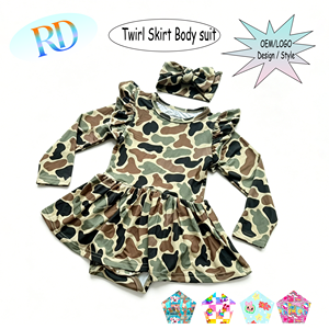 Robe-bodysuit OEM <span class=keywords><strong>en</strong></span> bambou biologique pour bébés filles, avec fermeture <span class=keywords><strong>à</strong></span> boutons-pression, jupe unie respirante et manches <span class=keywords><strong>à</strong></span> volants, style mignon et tourbillonnant - Product Image 2
