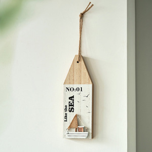 Boya de Madera Decorativa para Pared, Decoración del Hogar con Forma Irregular, Colgante de Pez Flotante en Azul Claro y Blanco - Product Image 2