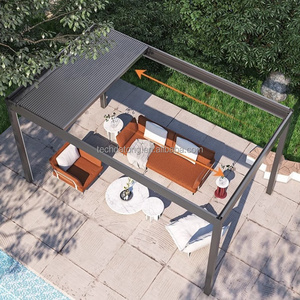 Pérgola Eléctrica Retráctil Inteligente de Aluminio con Luces LED, Sensor de Viento, Techo de Láminas Ajustables y Recubrimiento en Polvo <span class=keywords><strong>para</strong></span> Jardín y Balcón - Product Image 2