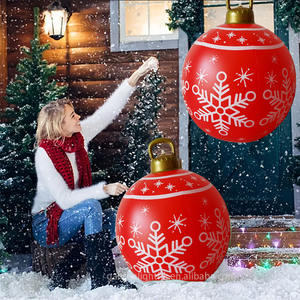 Bola de Navidad Inflable de PVC de 23.6 Pulgadas, Impermeable, Ecológica, Decoración Navideña con Estampado de Copos de Nieve para Exteriores, de Fábrica, para el Hogar - Product Image 5