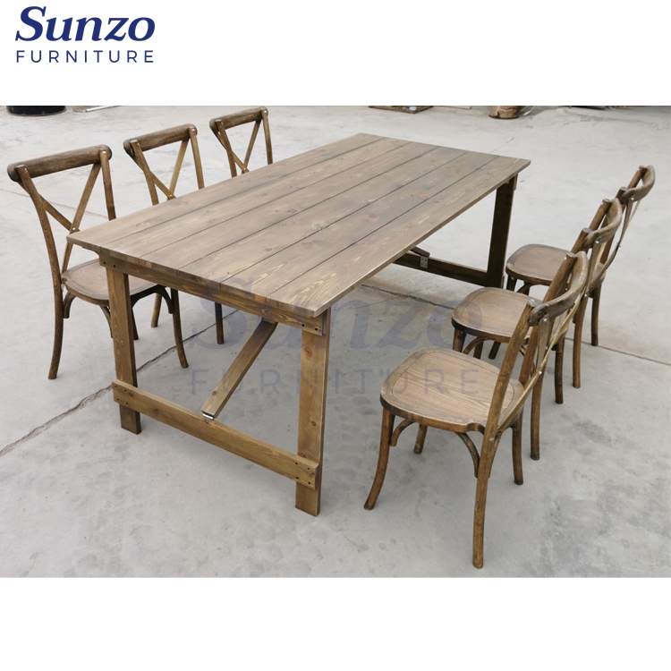 Large French Country Ping Wood Farmhouse Trestle Table