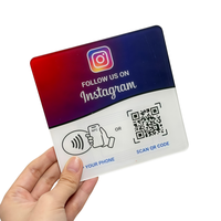 Tarjeta de Acrílico con Chip RFID NFC de 13.56MHz para Reseñas de Google, Programable por URL, Resistente al Agua, con Soporte y Adhesivo
