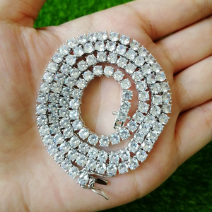 BC019 Collana Tennis a 1 Fila in Ottone con Zirconi da 4mm, Gioielli Hip Hop Bling, Collana Tennis Iced Out in Oro e Argento con Zirconi Cubici - Product Image 6