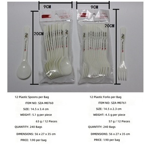 Set di Posate in Plastica Bianche Stampate per Commercio Estero: Forchette e Cucchiai (12 Pezzi per Sacchetto); Set Moderno Minimalista Stile Occidentale - Product Image 3