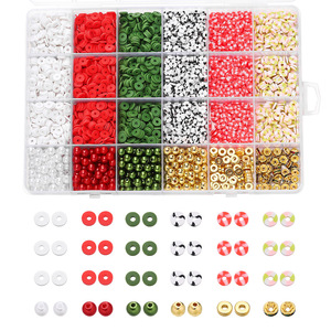 Kit de fabrication de bijoux DIY avec 24 compartiments, comprenant des plaques de pâte polymère colorées et des perles mélangées - Product Image 5