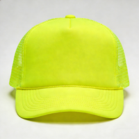 Casquettes de camionneur personnalisées vintage jaune fluo néon, 5 panneaux, en maille unie, avec fermeture snapback en mousse, pour le streetwear extérieur