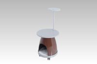 Nouvelle Arrivée Table d'Appoint pour Animaux de Compagnie en Bois Massif et FRP, Style Minimaliste Moderne, Peinture Haute Brillance, avec Capteur de Mouvement et Recharge Sans Fil