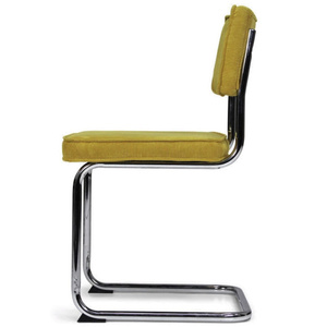 <span class=keywords><strong>Chaise</strong></span> de salle à manger en porte-à-faux en <span class=keywords><strong>tissu</strong></span> rembourré <span class=keywords><strong>jaune</strong></span> moutarde confortable et élégante sans accoudoirs - Product Image 5