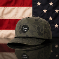 Casquette de baseball OEM durable personnalisée 5 images de luxe, imperméable, respirante, camouflage, avec sangle en corde et logo brodé pour sports de plein air
