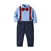 Ensemble formel deux pièces pour garçons comprenant une chemise avec nœud papillon et un pantalon, tenue de cérémonie pour enfants.