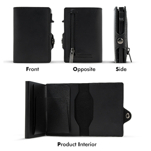 Casekey Shinning Oil Wax Genuine Leather Smart <b>Card</b> <b>Holder</b> <b>Wallet</b> Slim Aluminium RFID Blocking Pop up Credit <b>Card</b> Case <b>Wallet</b> - Product Image 5