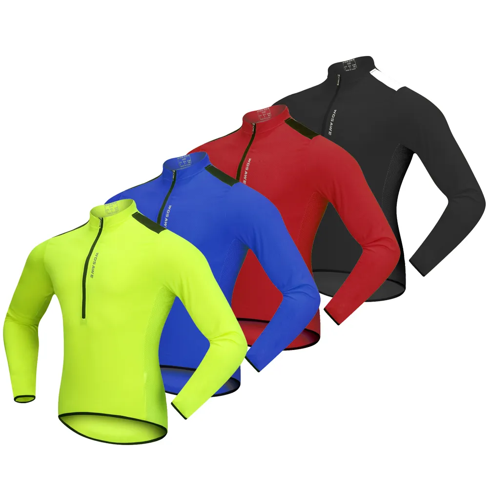 WOSAWE Quick-drying Cycling Jersey with Long Sleeve Half-zippered Shirt Breathable For Men's Shirt Bike Clothing Tops Cycling