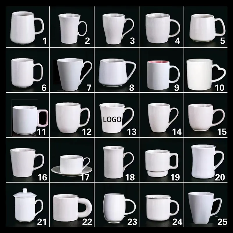 Eko dostu ürünler baskı süblimasyon için 2024 beyaz özel düz kupalar seramik boş seramik fincan kahve kupalar