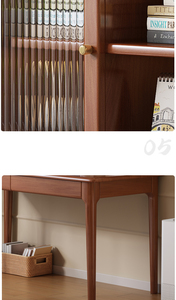 Escritorio de ordenador de estudiante ajustable moderno con estantería de madera maciza, pequeño apartamento, dormitorio, mesa de estudio integrada y estantería - Product Image 5