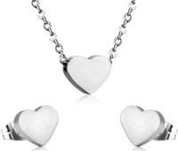 Ensemble de Bijoux Femme en Acier Inoxydable Motif Cœur Coupé et Croix, Collier Pendentif, Vente en Gros à Bas Prix