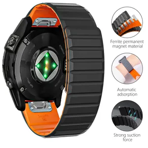 Bracelet de <span class=keywords><strong>montre</strong></span> magnétique Quickfit 22mm 26mm pour <span class=keywords><strong>Garmin</strong></span> Fenix 7X 6X 5X Plus 3HR <span class=keywords><strong>Epix</strong></span> Bracelet en silicone pour <span class=keywords><strong>montre</strong></span> Fenix 6 7 955 <span class=keywords><strong>EPIX</strong></span> - Product Image 1
