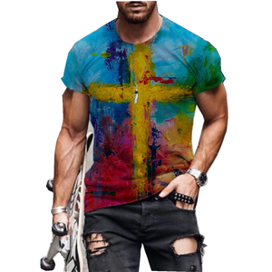 Casual Men's Regular Fit T-Shirt Lightweight Breathable Spandex/Polyester Fabric Custom Logo Printed - Product Image 1