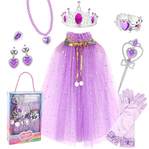 2026 Hot Sale Fancy Kids Princess Cloak <strong>Queen</strong> Cape With Accessories Birthday Party Gift Set - Product Image 5