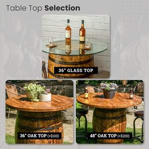 طاولة عشاء مستديرة على شكل خشب البلوط طاولة شكل برميل نبيذ طاولة قاعدة بشكل ريفي على شكل برميل ويسكي - Product Image 5