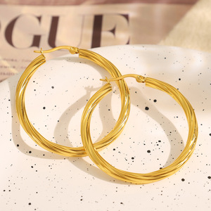Aros de Oreja con Diseño Geométrico Circular, Chapados en Oro de 18k, Aleación de Zinc, Joyería de Moda para Mujer - Product Image 2