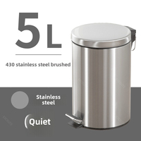 Poubelle ronde en acier inoxydable pour la maison, la cuisine, le salon, les toilettes, l'hôtel, poubelle silencieuse à commande au pied, bac à déchets