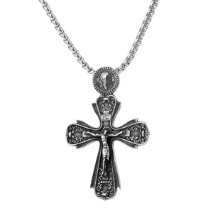 yunnique Stainless Steel <b>Cross</b> Pendant Necklace Unisex Gothic Religious Jewelry For Men And Women Fashion Statement Piece - Product Image 5